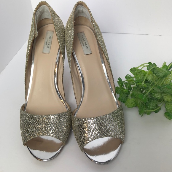 Cole Haan Shoes - Cole Haan gold/silver glitter open pump